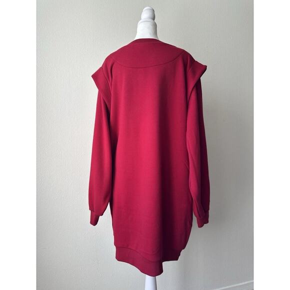 FARM Rio NWT Warm Welcome Sweatdress Sweatshirt Dress Red Rainbow Heart Size L - Picture 2 of 14